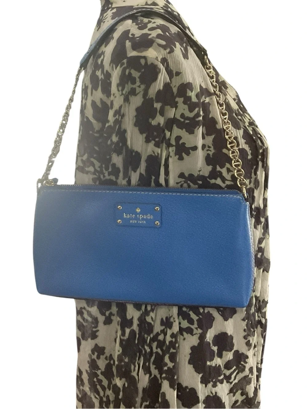 Kate Spade Wellesley Byrd Cobalt Blue Pebbled Leather Shoulder Bag